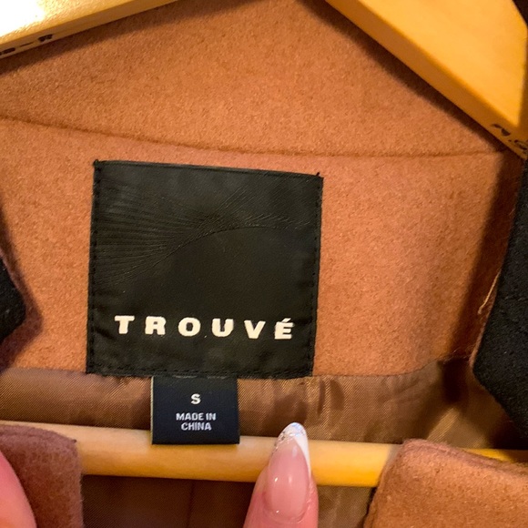 TROUVE Cropped Wool Inverted Collar Blazer Jacket Size Small - Picture 3 of 9